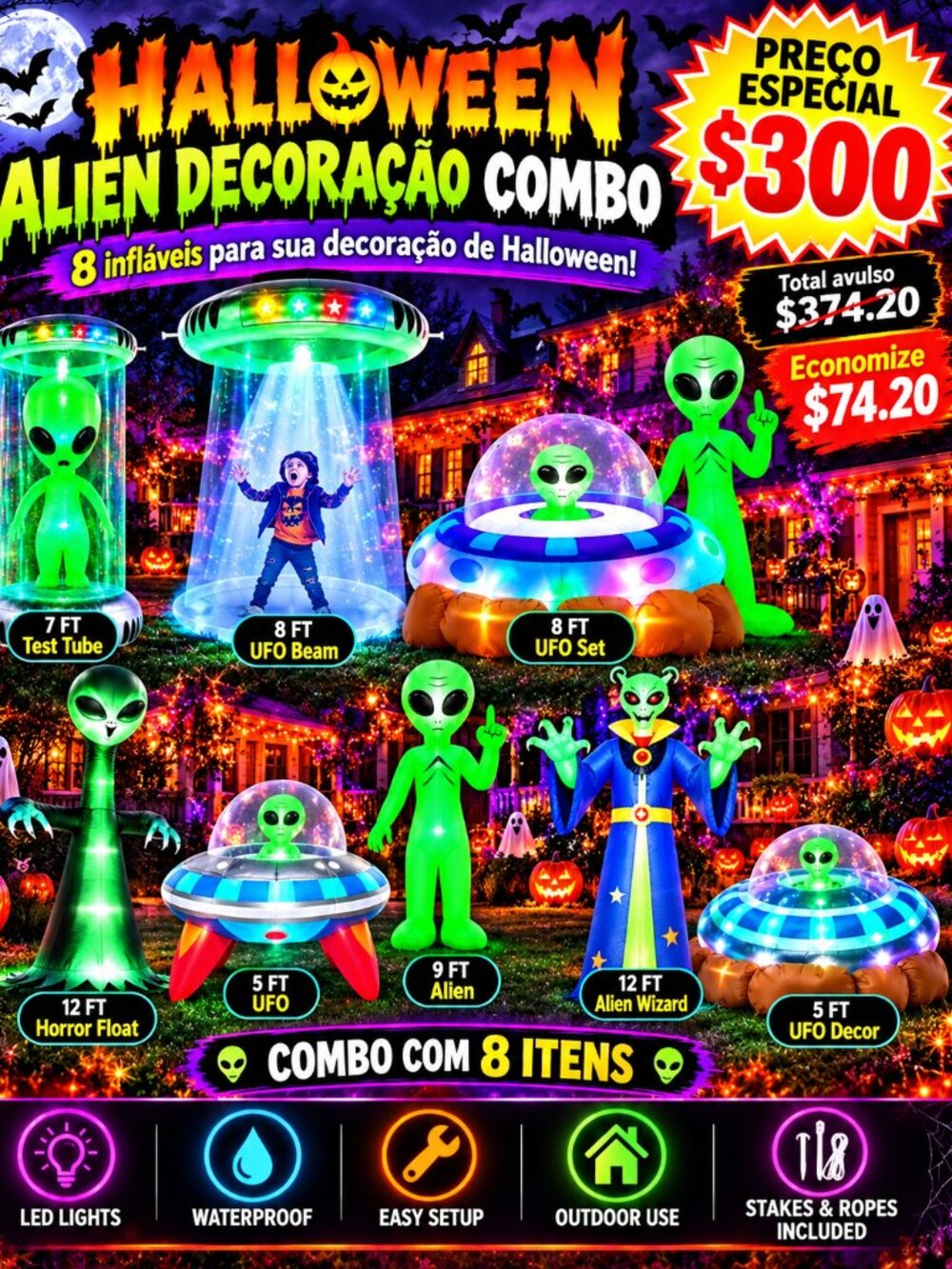 Halloween Alien Inflatable Combo – 8 Pieces